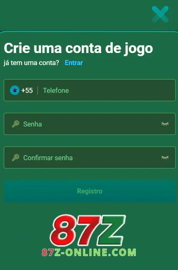 Página de registro do 87Z